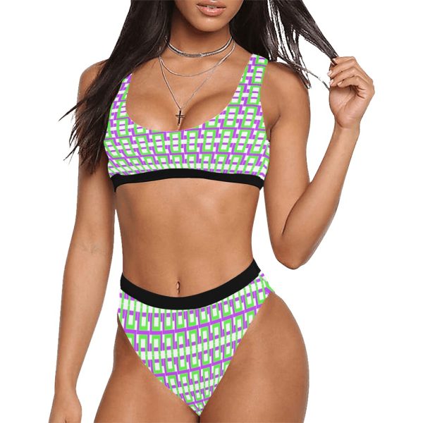 Sport Top & High-Waisted Bikini Swimsuit