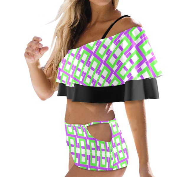 Women's Ruffle Off Shoulder Bikini Swimsuit