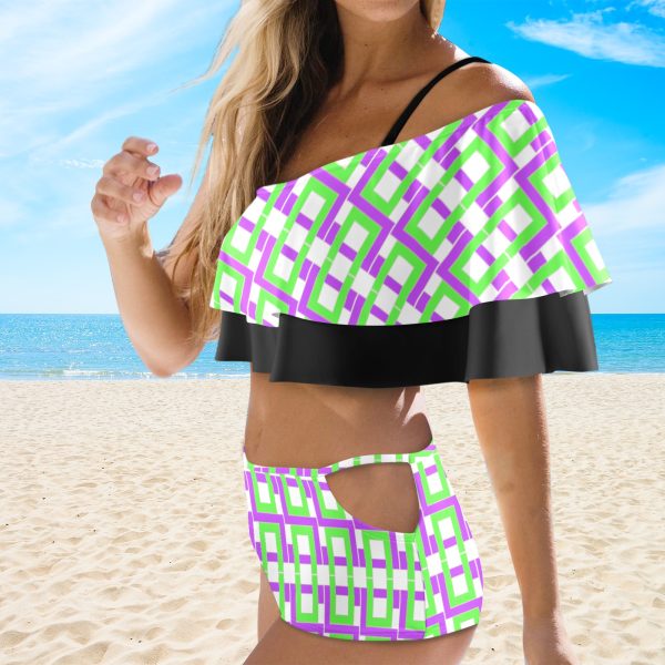 Women's Ruffle Off Shoulder Bikini Swimsuit