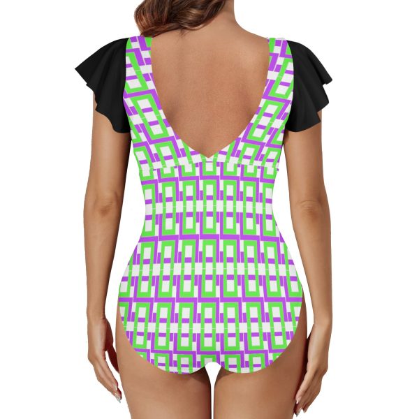 Women's Twist Front Ruffle Sleeve Swimsuit