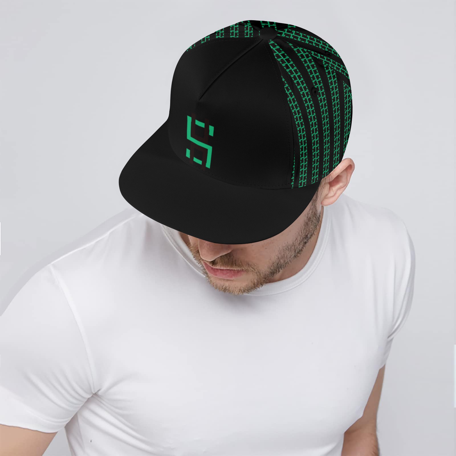 Green Matrix-Style Black Baseball Cap