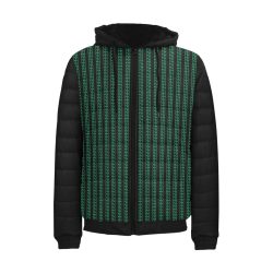Green Matrix-Style Men's Padded Hooded Jacket]