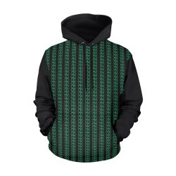 Green Matrix-Style Black Hoodie