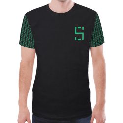 Green Matrix-Style Black T-Shirt