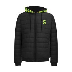 Jamaica - Black Men's Padded Hooded Jacket