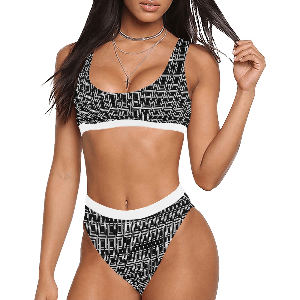 B&W White Sport Top & High-Waisted Bikini Swimsuit