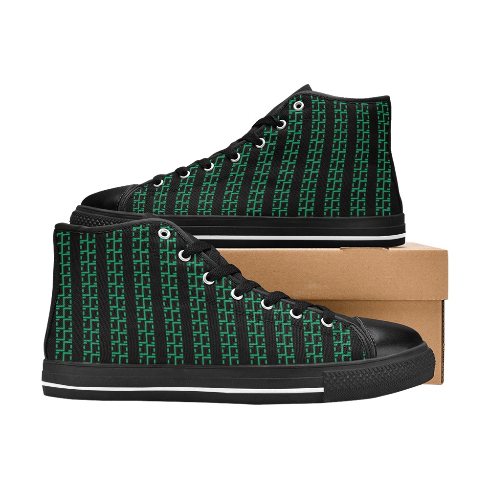 Green Matrix-Style Classic High Top Canvas Shoes