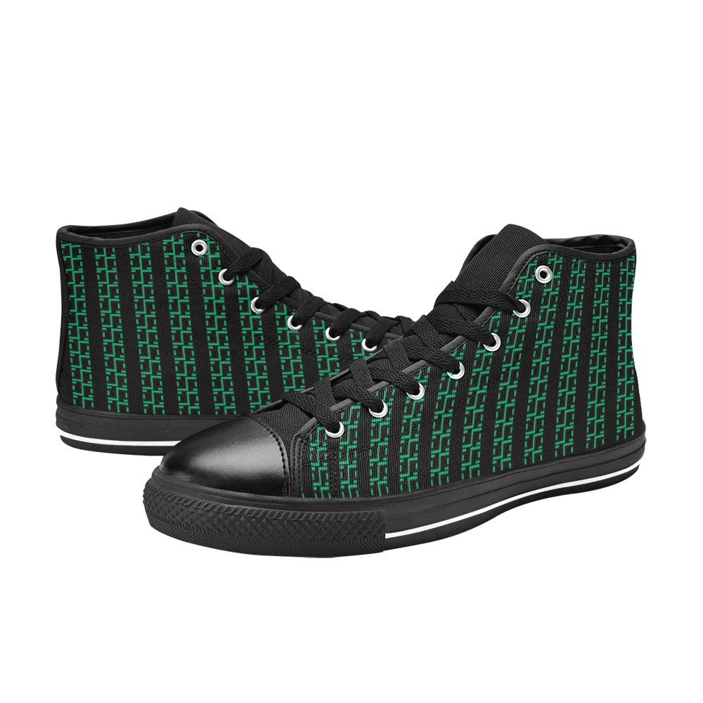Green Matrix-Style Classic High Top Canvas Shoes