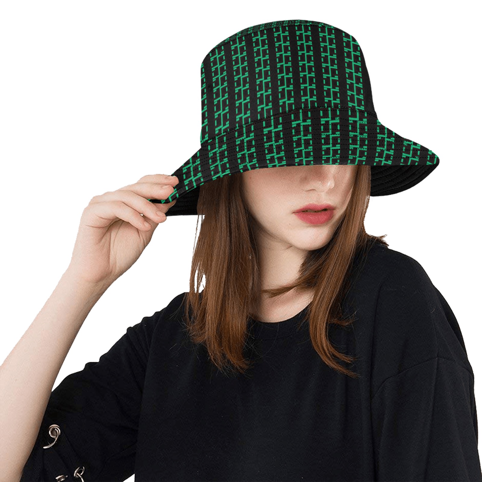 Green Matrix-Style Bucket Hat