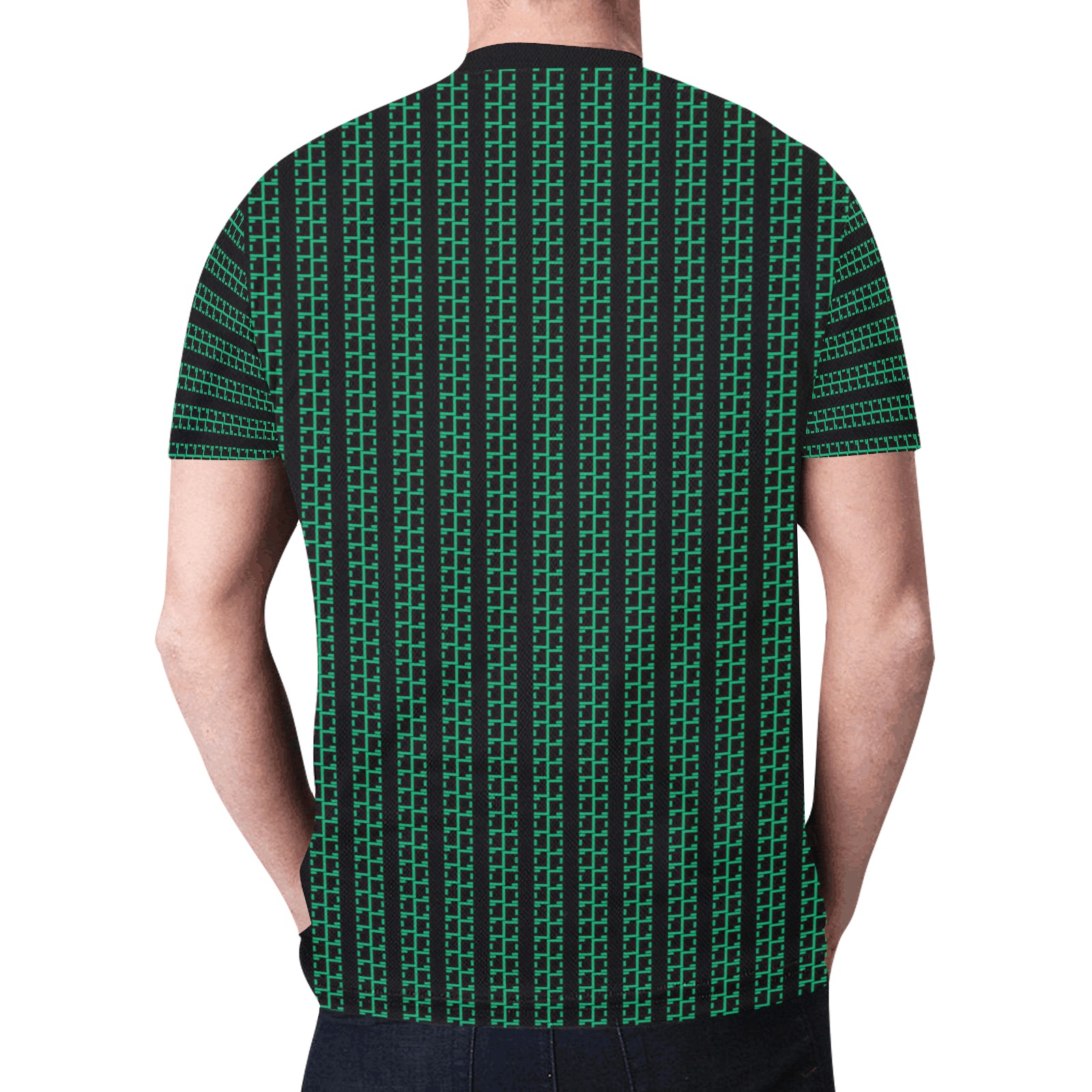 Green Matrix-Style Black T-Shirt