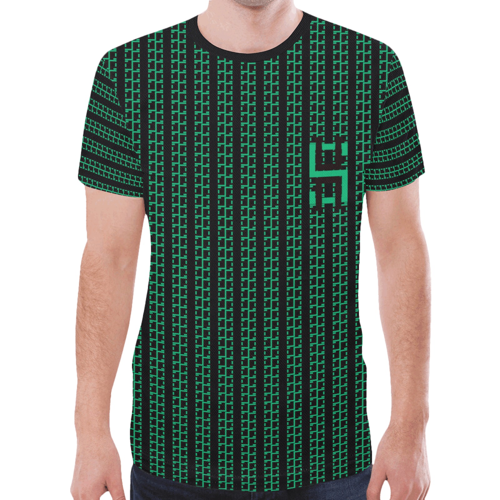 Green Matrix-Style Black T-Shirt