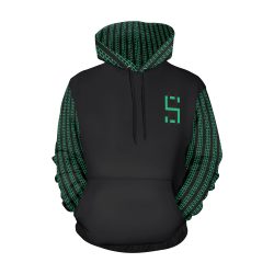 Green Matrix-Style Black Hoodie