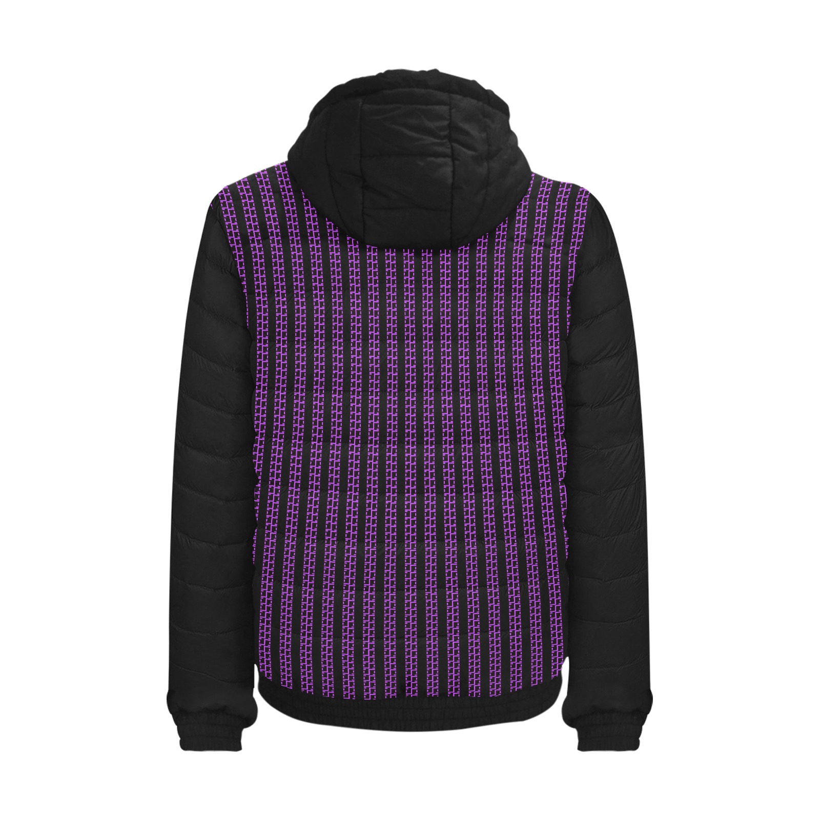 Purple Matrix-Style Padded Hooded Jacket