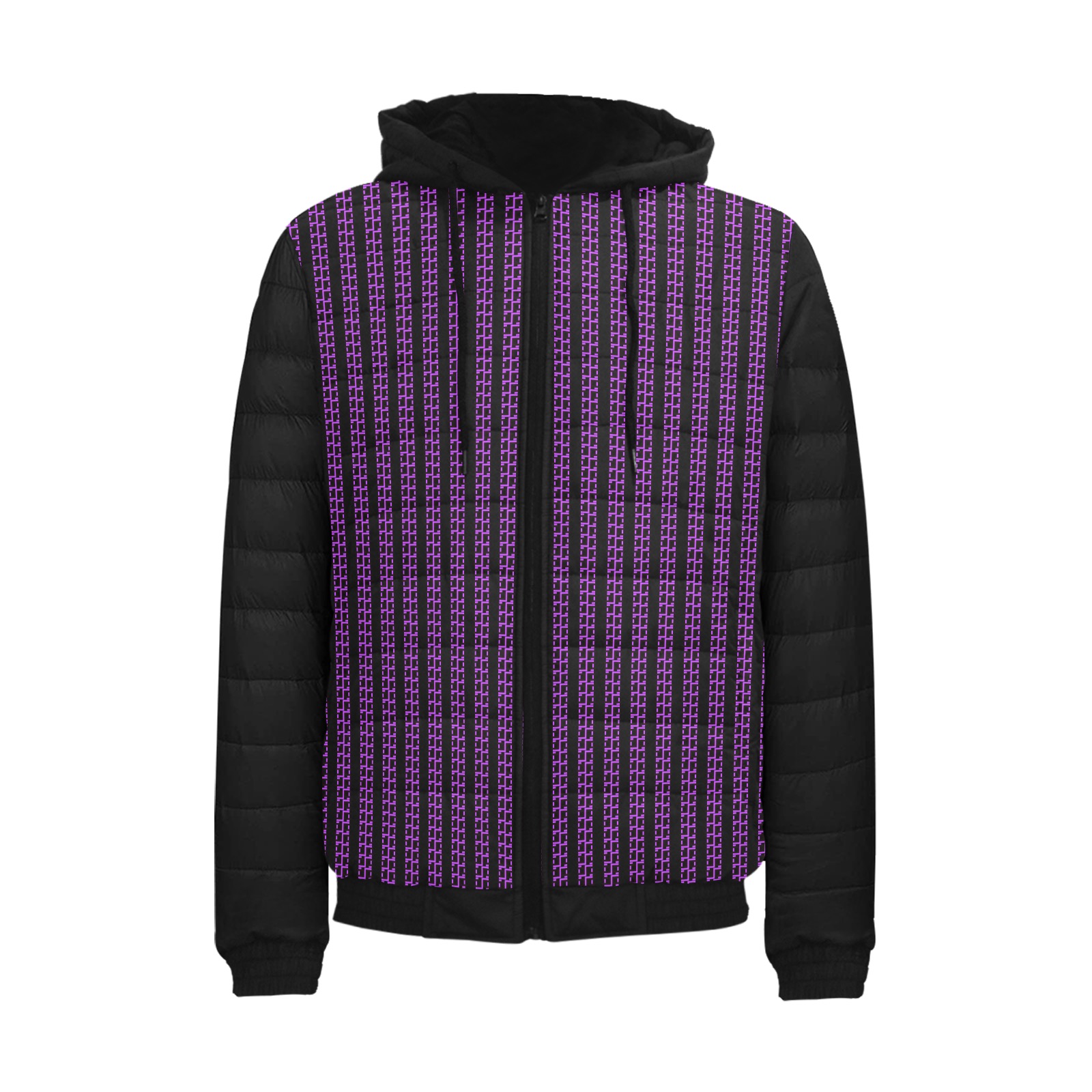 Purple Matrix-Style Padded Hooded Jacket