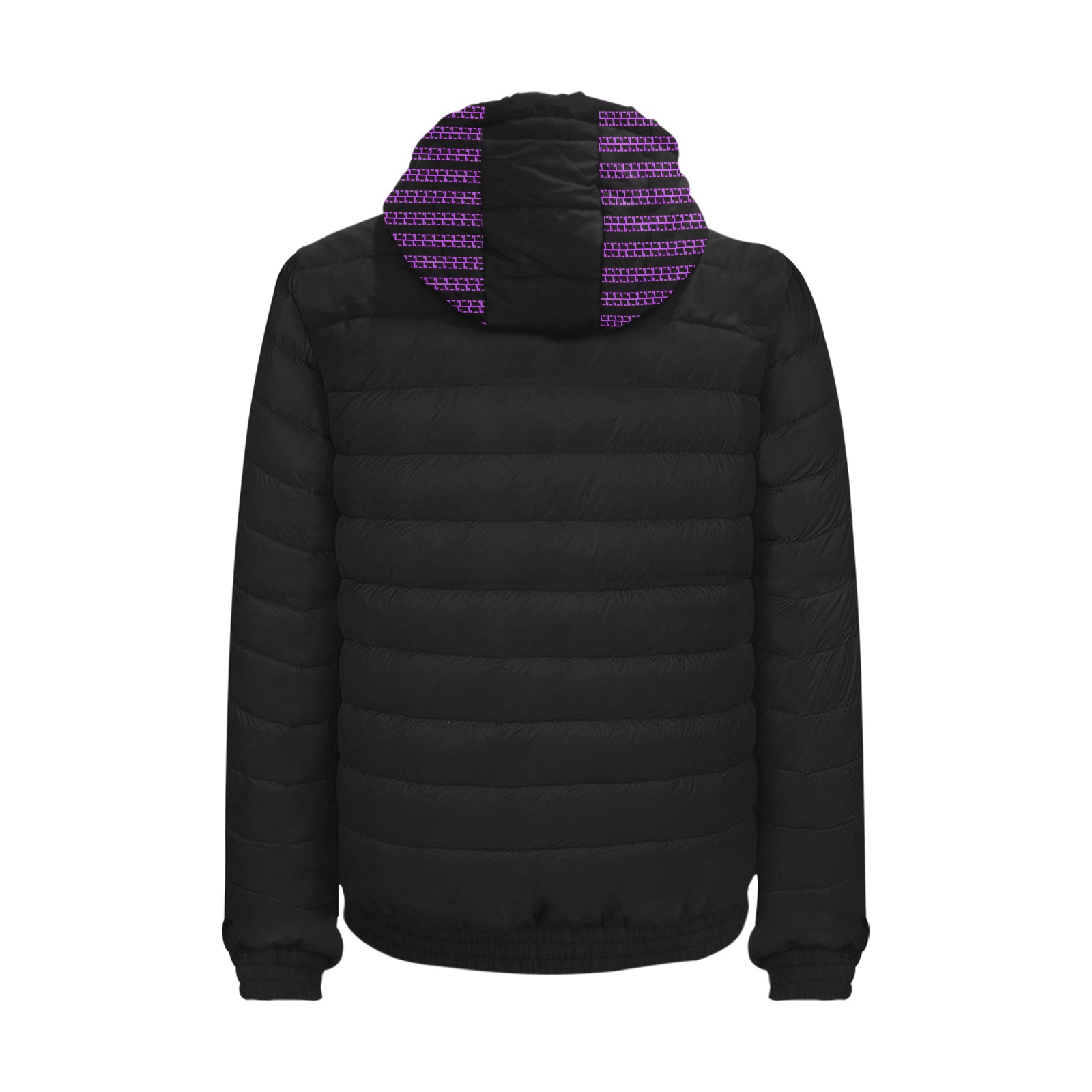 Purple Matrix-Style Black Padded Hooded Jacket - Logo