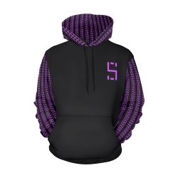 Purple Matrix-Style Black Hoodie