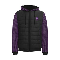 Purple Matrix-Style Padded Hooded Jacket – Logo