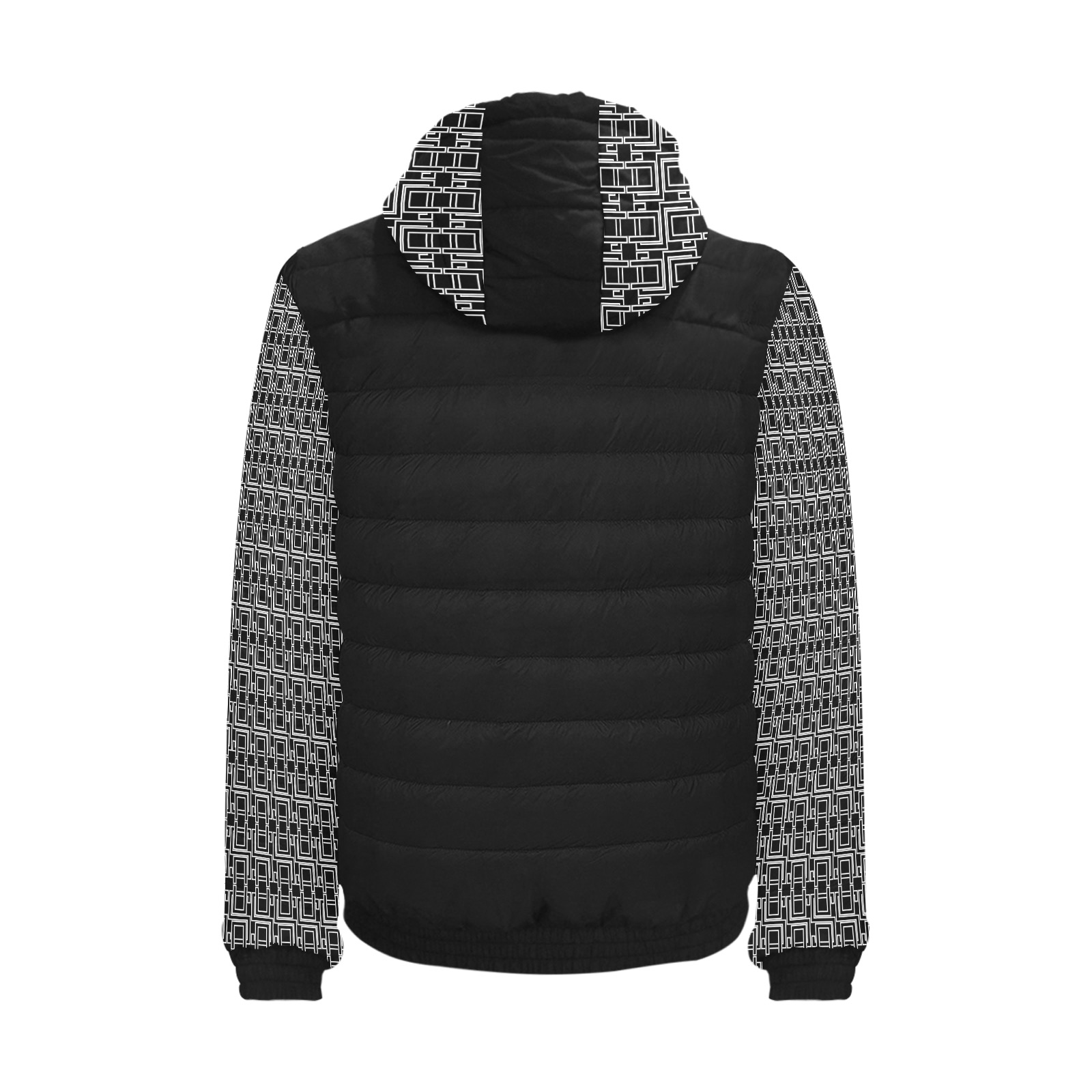 Black & White Padded Hooded Jacket - Logo
