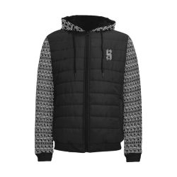 Black & White Padded Hooded Jacket - Logo